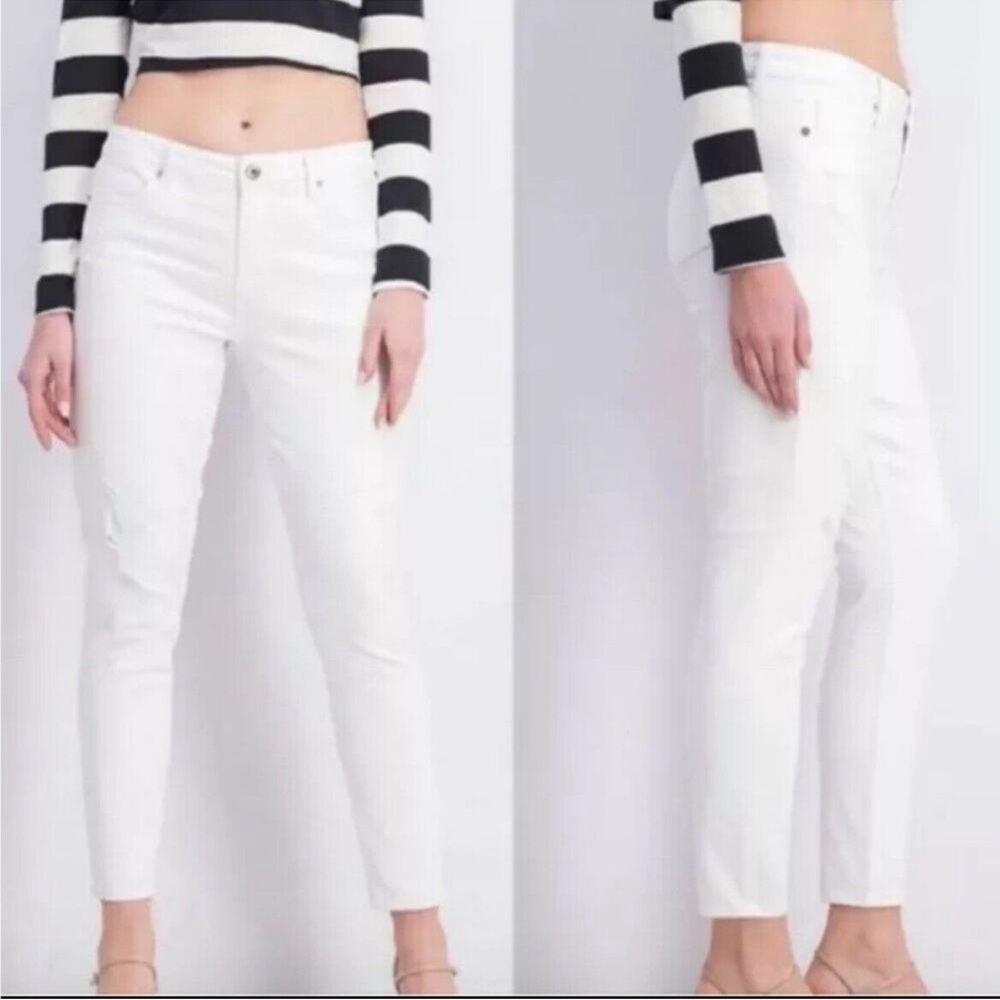 Pistola Jennifer White Skinny Jeans Mid Rise Ankle Cropped Length Size 30
